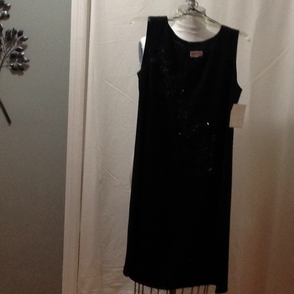 Georgette Black Dress W/Embellishment NWT